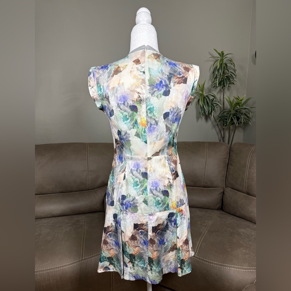 Rebecca Taylor Enchanted Garden Floral Watercolor Mini Dress 6 Summer Easter - Picture 8 of 16